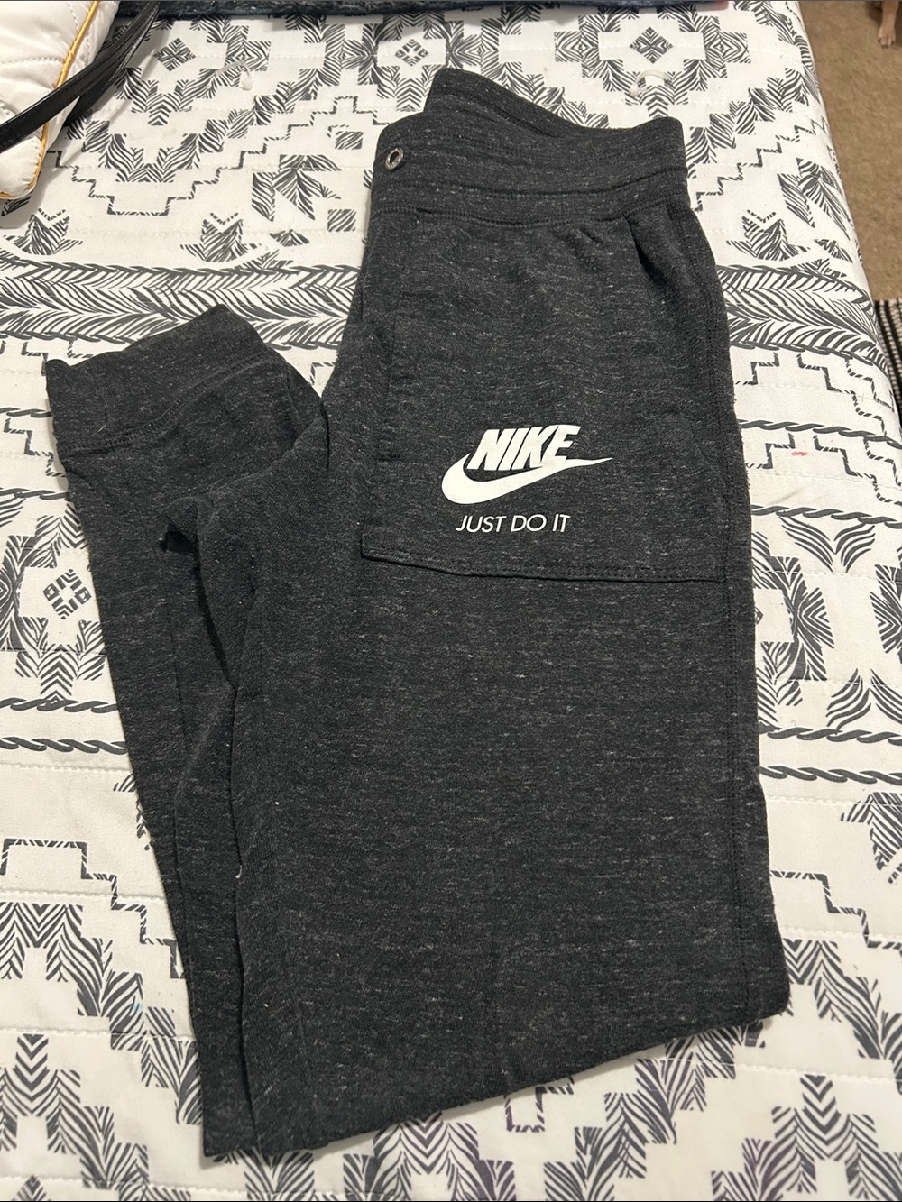 Nike Charcoal Gray Jogger Sweatpants with White Logo
